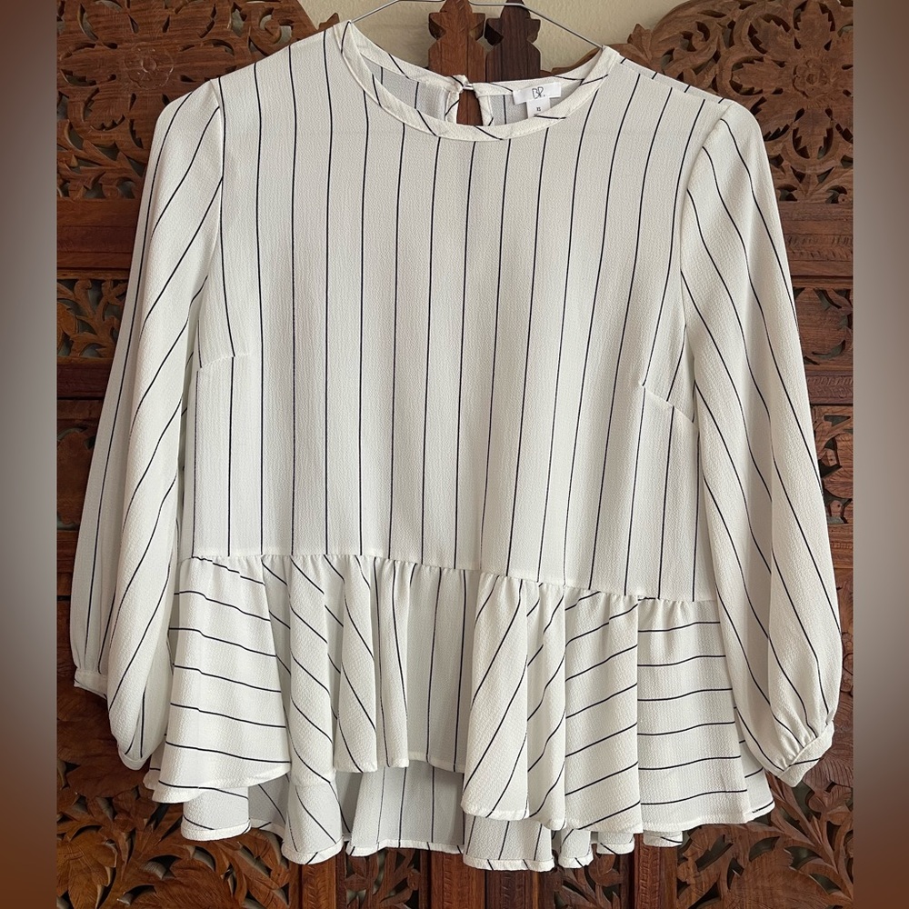 BP Stripe Ruffle Hem Top